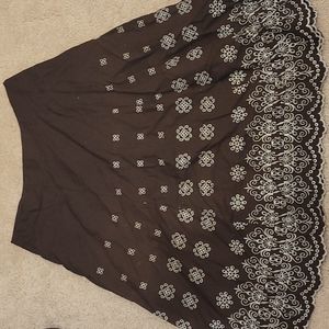 High waisted knee length skirt brown